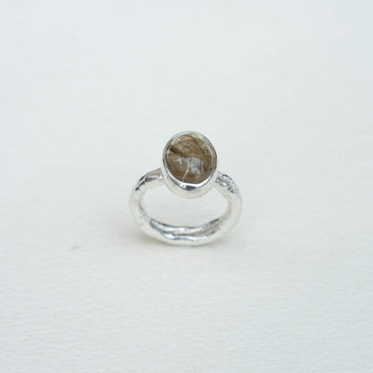 Anillo cuarzo rutilo aro doble