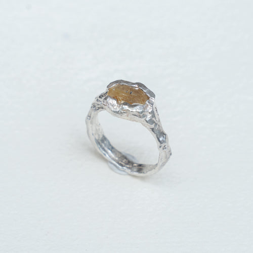 Anillo de Lava cuarzo rutiló cabello de ángel