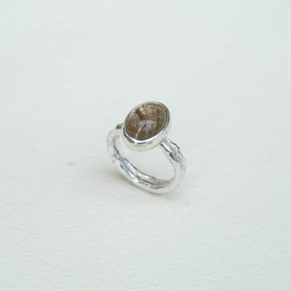 Anillo cuarzo rutilo aro doble